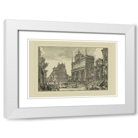 Piranesi View of Rome III White Modern Wood Framed Art Print with Double Matting by Piranesi