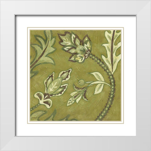 Medium Pistachio Paisley I White Modern Wood Framed Art Print with Double Matting by Zarris, Chariklia