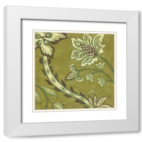 Medium Pistachio Paisley II White Modern Wood Framed Art Print with Double Matting by Zarris, Chariklia