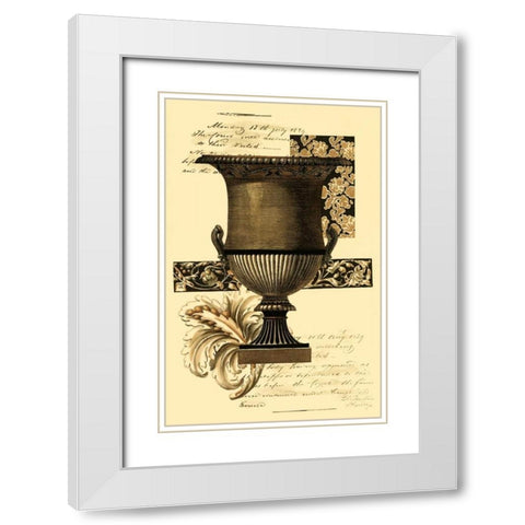 Custom Transitional Sepia Urn I White Modern Wood Framed Art Print with Double Matting by Vision Studio