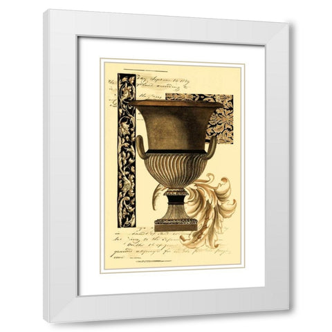 Custom Transitional Sepia Urn II White Modern Wood Framed Art Print with Double Matting by Vision Studio