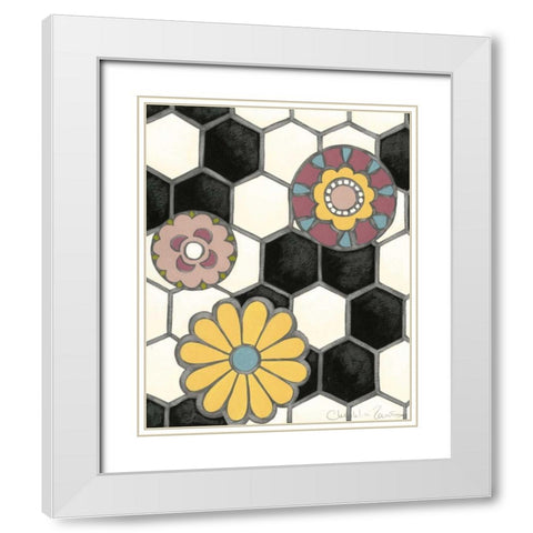 Tileworks II White Modern Wood Framed Art Print with Double Matting by Zarris, Chariklia