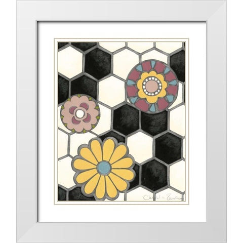 Tileworks II White Modern Wood Framed Art Print with Double Matting by Zarris, Chariklia