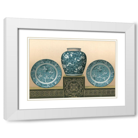 Porcelain in Teal I White Modern Wood Framed Art Print with Double Matting by Audsley, George