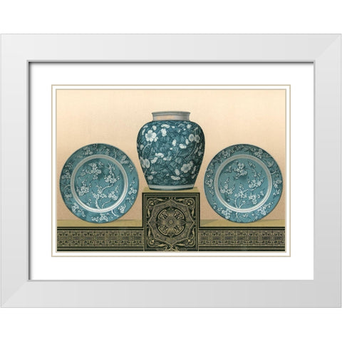 Porcelain in Teal I White Modern Wood Framed Art Print with Double Matting by Audsley, George