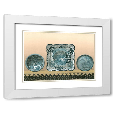 Porcelain in Teal II White Modern Wood Framed Art Print with Double Matting by Audsley, George