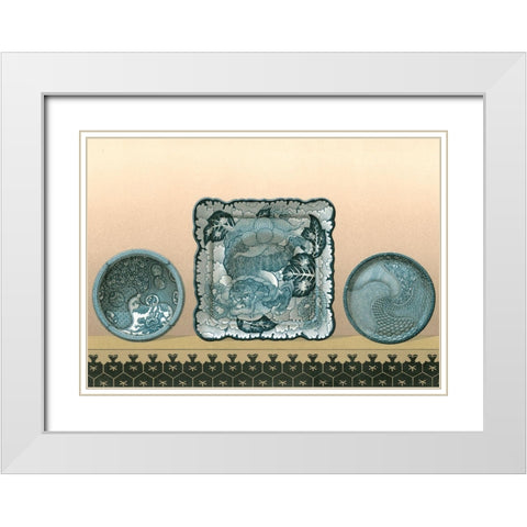 Porcelain in Teal II White Modern Wood Framed Art Print with Double Matting by Audsley, George