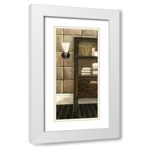 Modern Bath Panel I White Modern Wood Framed Art Print with Double Matting by Meagher, Megan