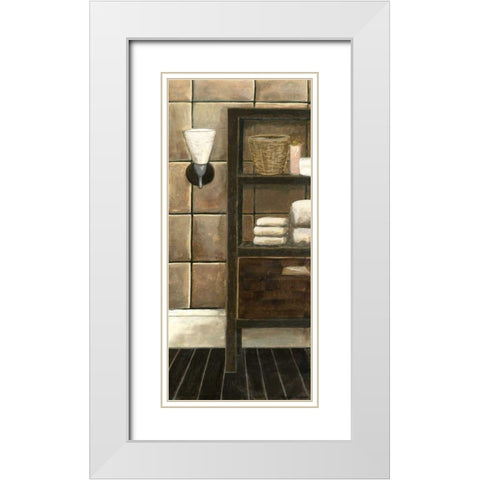 Modern Bath Panel I White Modern Wood Framed Art Print with Double Matting by Meagher, Megan
