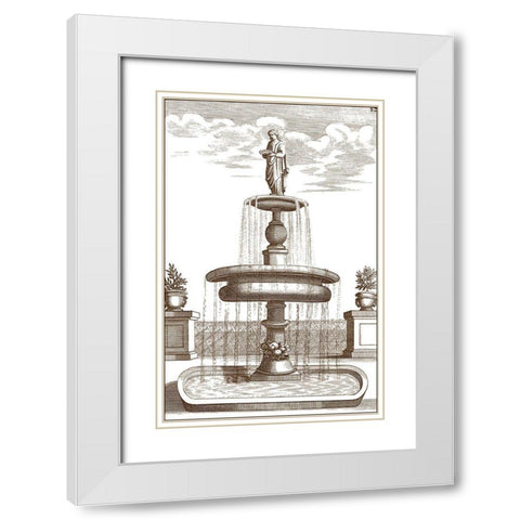 Courtyard Fountain II White Modern Wood Framed Art Print with Double Matting by Vision Studio
