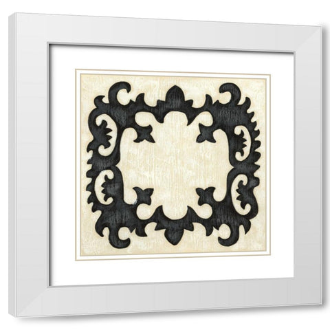 Petite Suzani IV White Modern Wood Framed Art Print with Double Matting by Zarris, Chariklia