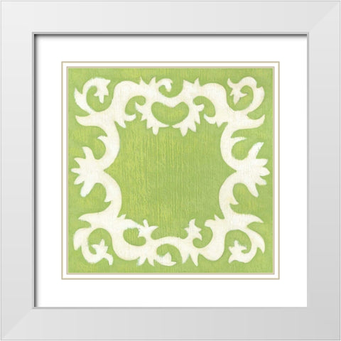 Petite Suzani in Green White Modern Wood Framed Art Print with Double Matting by Zarris, Chariklia