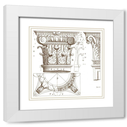 Small Corinthian Detail III White Modern Wood Framed Art Print with Double Matting by Vision Studio