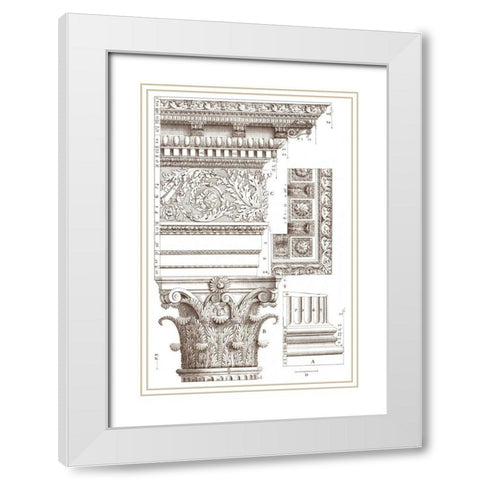 Small Corinthian Detail V White Modern Wood Framed Art Print with Double Matting by Vision Studio