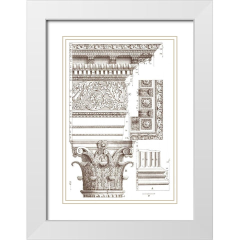Small Corinthian Detail V White Modern Wood Framed Art Print with Double Matting by Vision Studio