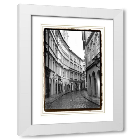 The Streets of Prague I White Modern Wood Framed Art Print with Double Matting by DeNardo, Laura