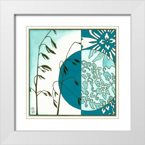 Kimono Garden III White Modern Wood Framed Art Print with Double Matting by Meagher, Megan