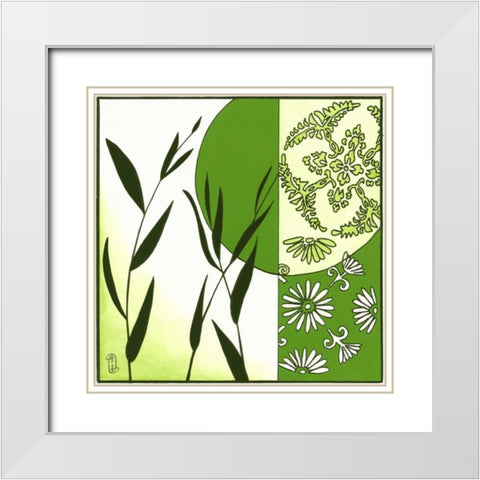Kimono Garden IV White Modern Wood Framed Art Print with Double Matting by Meagher, Megan