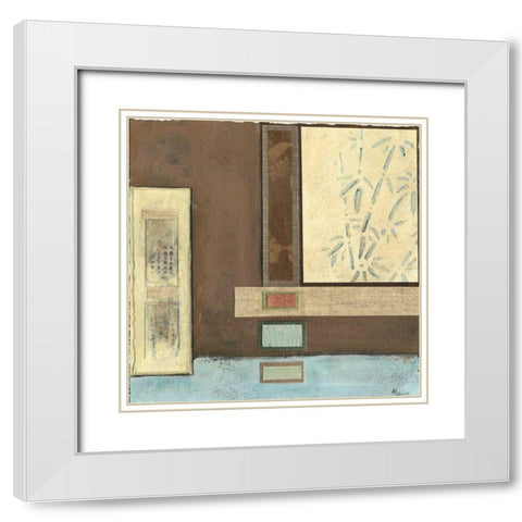 Chinese Scroll in Blue I White Modern Wood Framed Art Print with Double Matting by Mauro