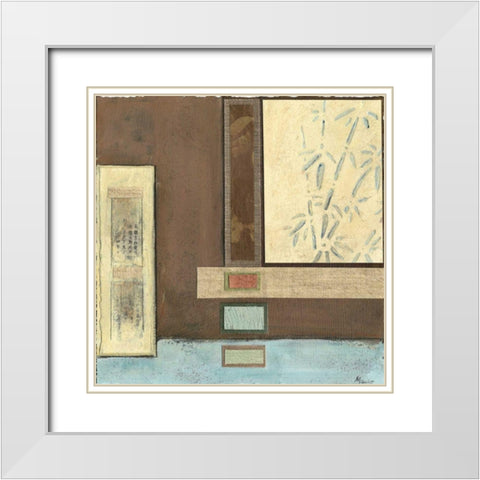 Chinese Scroll in Blue I White Modern Wood Framed Art Print with Double Matting by Mauro