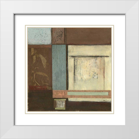 Chinese Scroll in Blue IV White Modern Wood Framed Art Print with Double Matting by Mauro