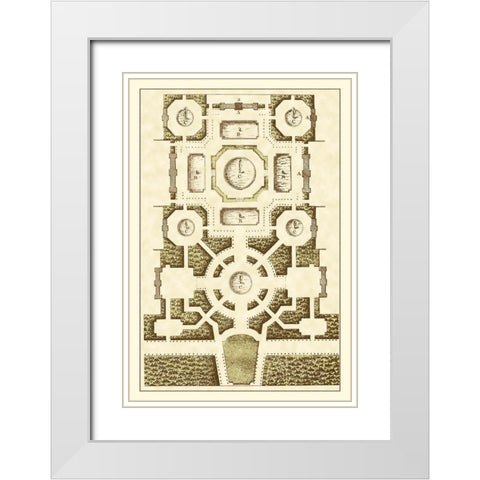Small Garden Maze III White Modern Wood Framed Art Print with Double Matting by Blondel, J.F.