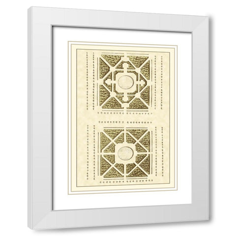 Small Garden Maze IV White Modern Wood Framed Art Print with Double Matting by Blondel, J.F.