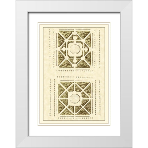 Small Garden Maze IV White Modern Wood Framed Art Print with Double Matting by Blondel, J.F.