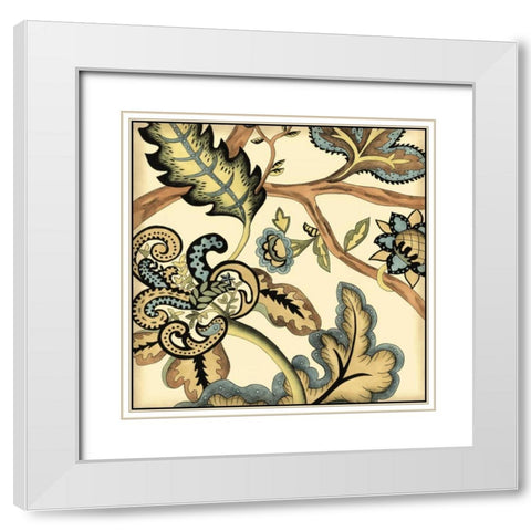 Small Jacobean Tile II White Modern Wood Framed Art Print with Double Matting by Zarris, Chariklia