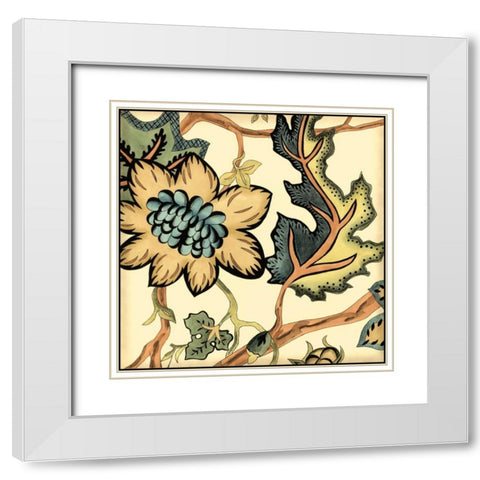 Small Jacobean Tile III White Modern Wood Framed Art Print with Double Matting by Zarris, Chariklia