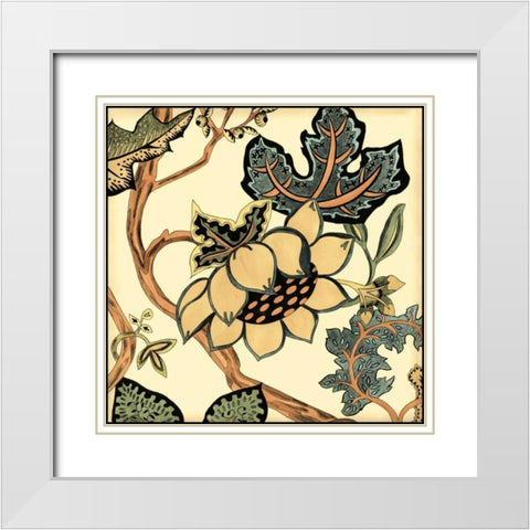 Small Jacobean Tile IV White Modern Wood Framed Art Print with Double Matting by Zarris, Chariklia