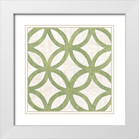 Garden Tile III White Modern Wood Framed Art Print with Double Matting by Zarris, Chariklia