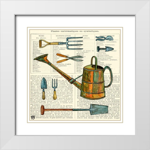 Garden Can White Modern Wood Framed Art Print with Double Matting by Joyner, Ginny