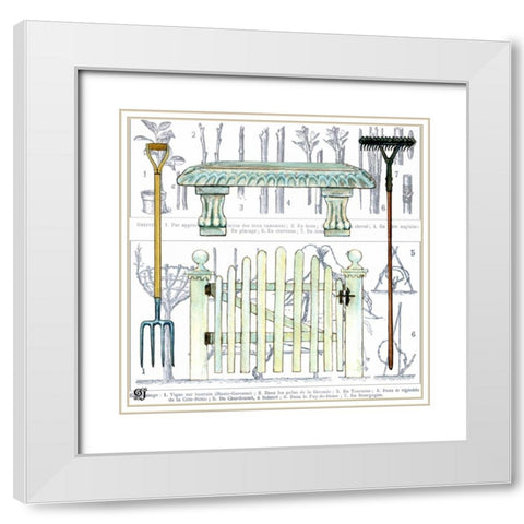 Garden Bench White Modern Wood Framed Art Print with Double Matting by Joyner, Ginny