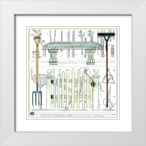 Garden Bench White Modern Wood Framed Art Print with Double Matting by Joyner, Ginny