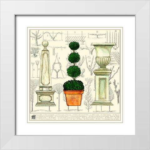 Garden Topiary White Modern Wood Framed Art Print with Double Matting by Joyner, Ginny
