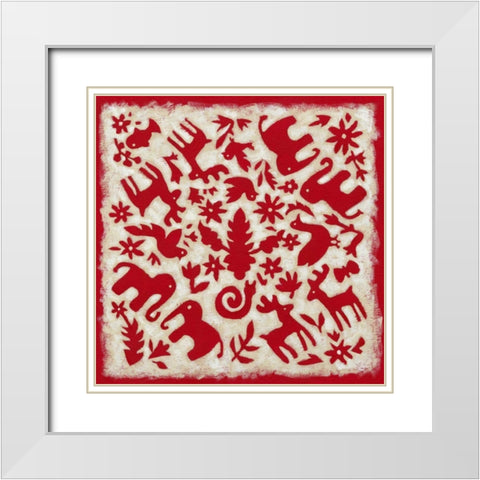 Folk Story in Red White Modern Wood Framed Art Print with Double Matting by Zarris, Chariklia