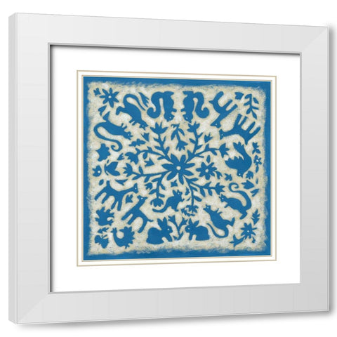 Folk Story in Blue White Modern Wood Framed Art Print with Double Matting by Zarris, Chariklia