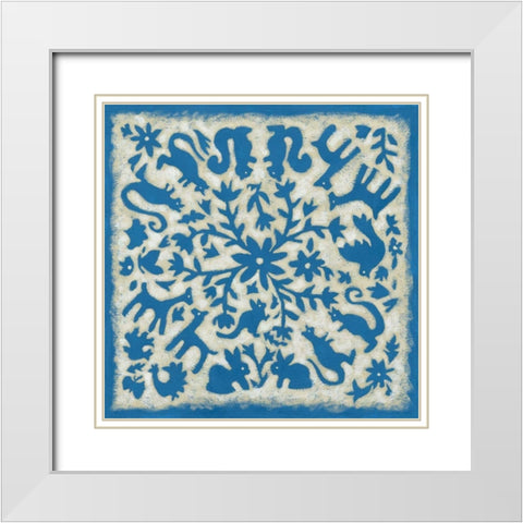 Folk Story in Blue White Modern Wood Framed Art Print with Double Matting by Zarris, Chariklia