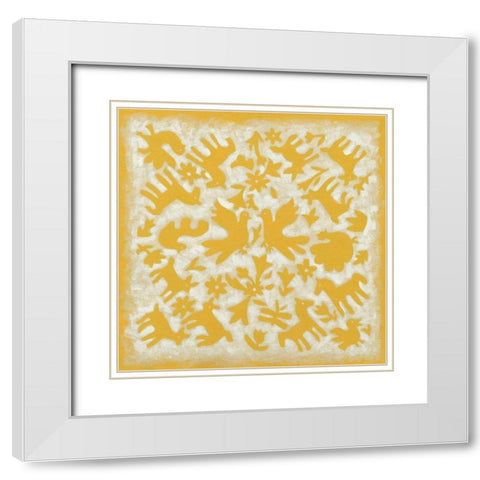 Folk Story in Yellow White Modern Wood Framed Art Print with Double Matting by Zarris, Chariklia