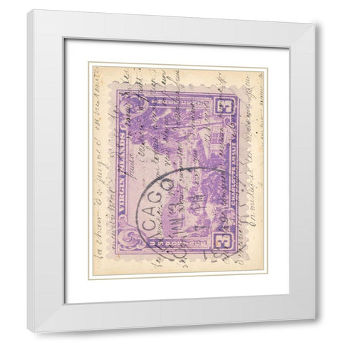 Vintage Stamp IV White Modern Wood Framed Art Print with Double Matting by Vision Studio