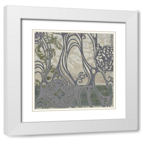 Small Medallions and Damask III White Modern Wood Framed Art Print with Double Matting by Goldberger, Jennifer