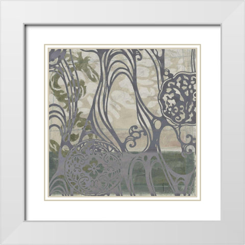 Small Medallions and Damask III White Modern Wood Framed Art Print with Double Matting by Goldberger, Jennifer