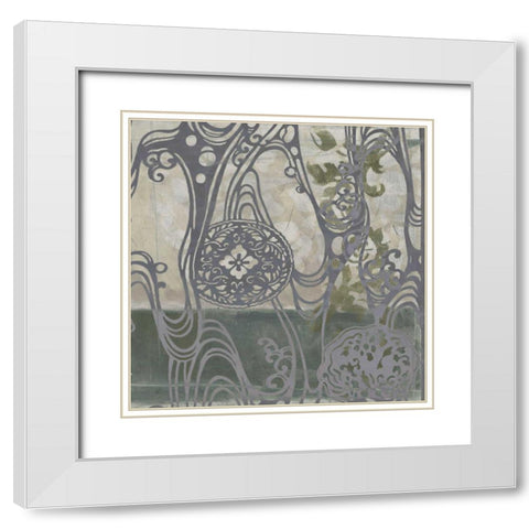 Small Medallions and Damask IV White Modern Wood Framed Art Print with Double Matting by Goldberger, Jennifer