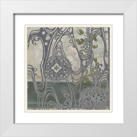 Small Medallions and Damask IV White Modern Wood Framed Art Print with Double Matting by Goldberger, Jennifer