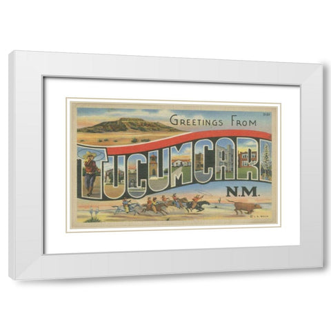 Greetings from Tucumcari White Modern Wood Framed Art Print with Double Matting by Unknown