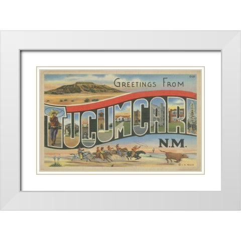 Greetings from Tucumcari White Modern Wood Framed Art Print with Double Matting by Unknown