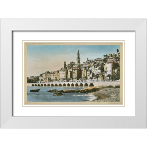 The Cote dAzur I White Modern Wood Framed Art Print with Double Matting by Unknown