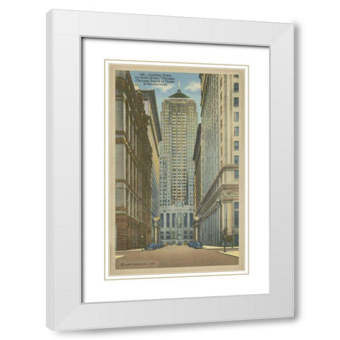 Chicago- La Salle Street White Modern Wood Framed Art Print with Double Matting by Unknown