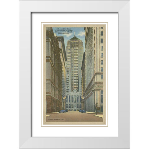 Chicago- La Salle Street White Modern Wood Framed Art Print with Double Matting by Unknown